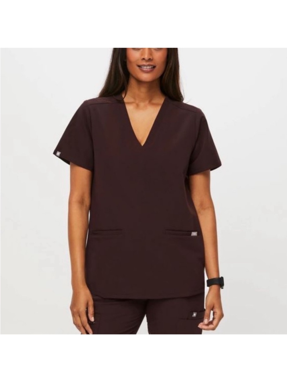 •FIGS• Casma Three Pocket Scrub Top Brown PO 4546